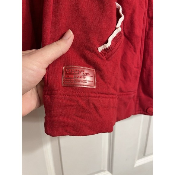 Ralph Lauren Jeans Co. Red cotton hoodie zip up jacket size Petite Medium - Picture 2 of 11
